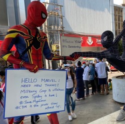 Ada 'Spiderman' Demo Protes Kudeta Militer Myanmar