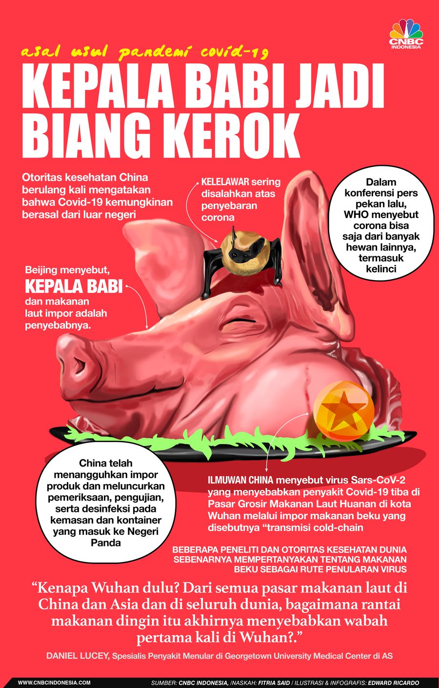 INFOGRAFIS, China Klaim, Kepala Babi Jadi Asal Usul Virus Corona