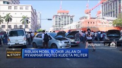 Ribuan Mobil Blokir Jalan di Myanmar Protes Kudeta Militer