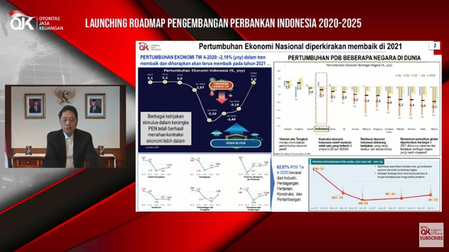 Heru Kristiyana, Kepala Eksekutif Pengawasan Perbankan OJK dalam acara Launching Roadmap Pengembangan Perbankan Indonesia (RP2I) 2020-2025. (Tangkapan Layar Youtube Jasa Keuangan)