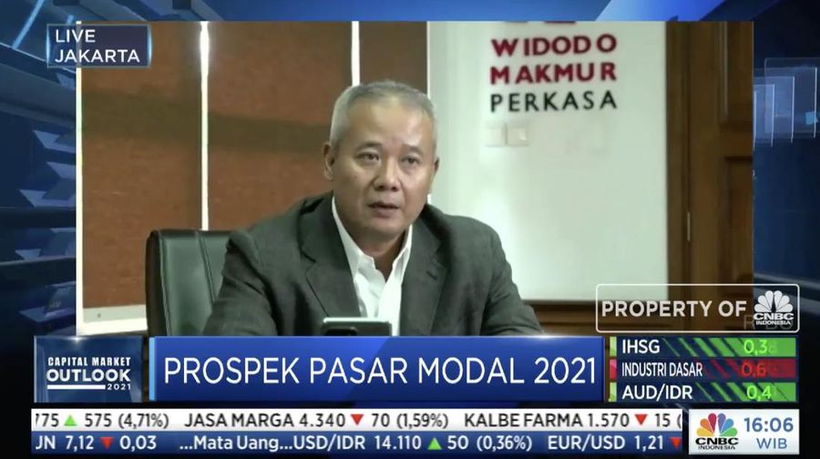 Komisaris Utama Widodo Makmur Unggas Tumiyana dalam acara Capital Market Outlook 2021 dengan tema