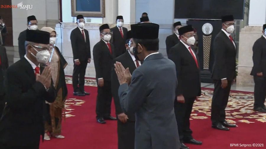 Pelantikan Dewas dan Direksi BPJS Kesehatan dan BPJS Ketenagakerjaan Masa Jabatan 2021-2026. (Tangkapan Layar Youtube Sekretariat Presiden)