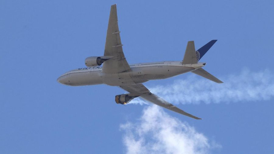 This Saturday, Feb. 20, 2021 photo provided by Hayden Smith shows United Airlines Flight 328 approaching Denver International Airport, after experiencing 