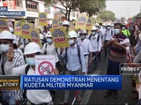 Ratusan Demonstran Menentang Kudeta Militer Myanmar