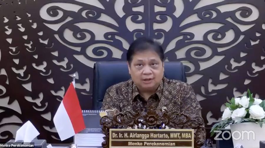 Menteri Koordinator (Menko) Bidang Perekonomian, Airlangga Hartarto dalam Acara Konferensi Pers