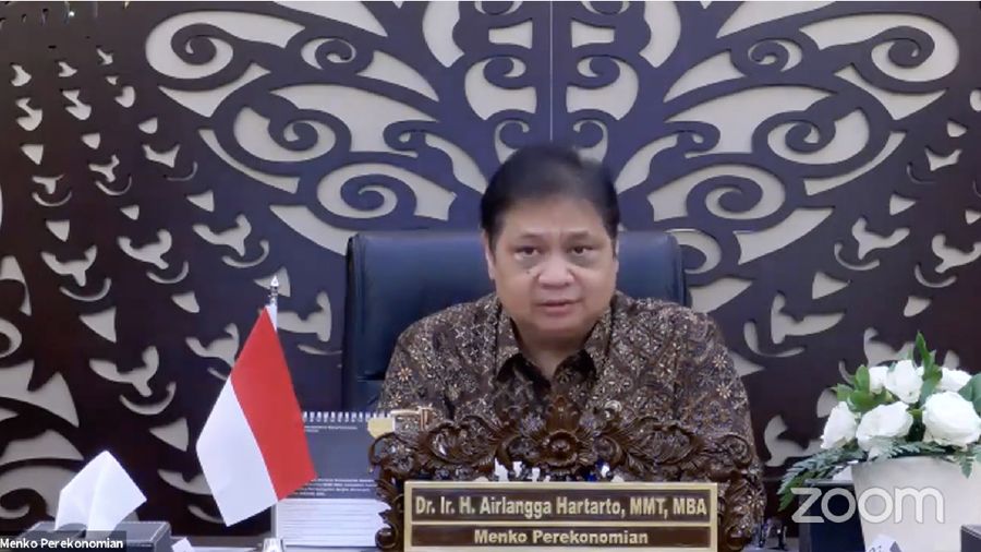 Menteri Koordinator (Menko) Bidang Perekonomian, Airlangga Hartarto dalam Acara Konferensi Pers 