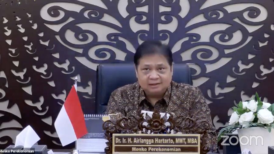 Menteri Koordinator (Menko) Bidang Perekonomian, Airlangga Hartarto dalam Acara Konferensi Pers