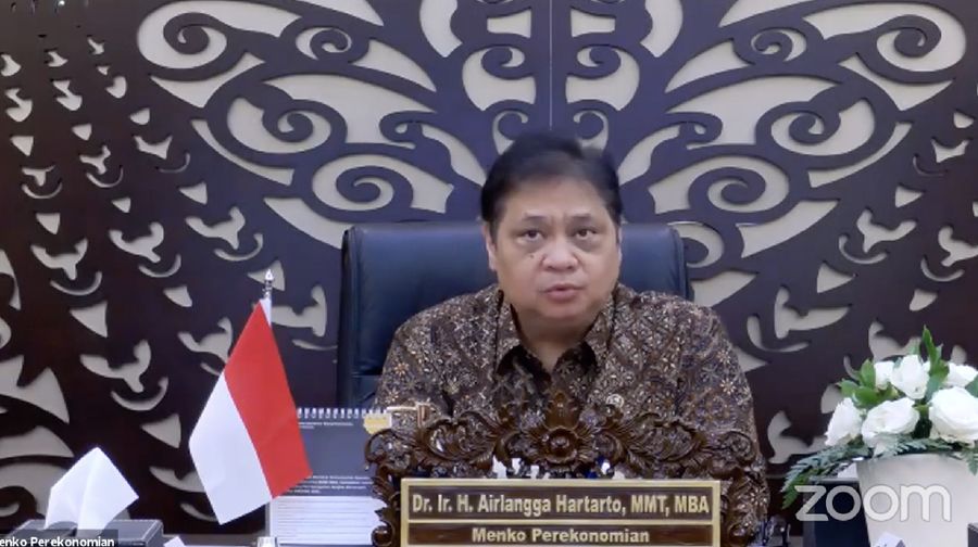Menteri Koordinator (Menko) Bidang Perekonomian, Airlangga Hartarto dalam Acara Konferensi Pers
