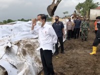Tanpa Dikawal, Jokowi Loncati Tanggul Darurat Sungai Citarum