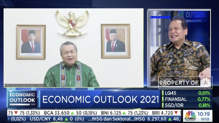 Gubernur Bank Indonesia, Perry Warjiyo dalam acara CNBC Indonesia Economic Outlook dengan tema Gubernur Bank Indonesia, Perry Warjiyo dalam acara CNBC Indonesia Economic Outlook dengan tema