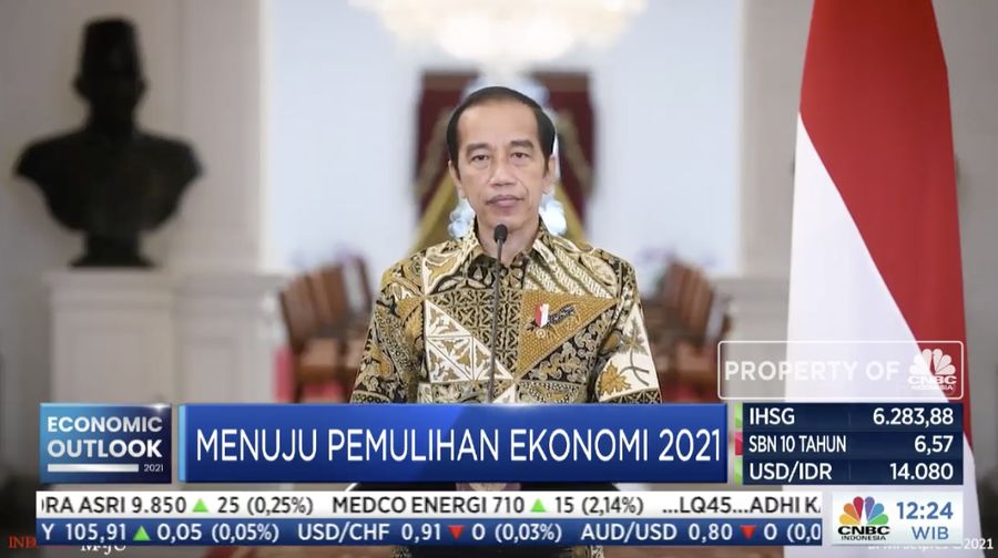 Jokowi dalam acara CNBC Indonesia Economic Outlook dengan tema 