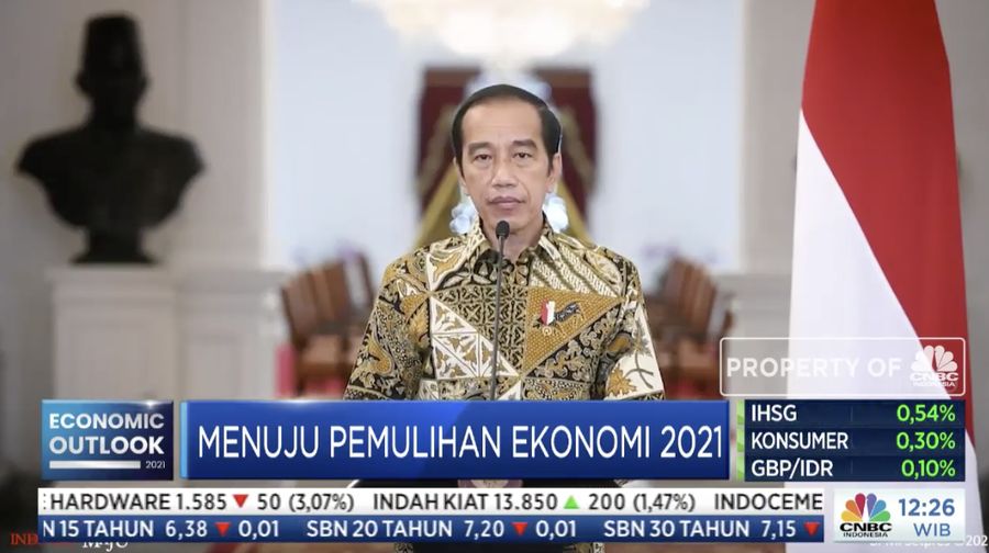 Jokowi dalam acara CNBC Indonesia Economic Outlook dengan tema 