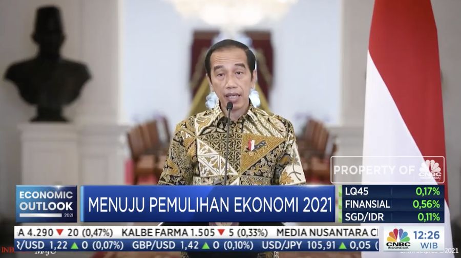 Jokowi dalam acara CNBC Indonesia Economic Outlook dengan tema 