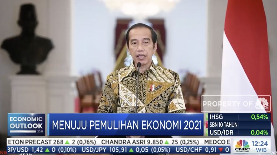 Jokowi dalam acara CNBC Indonesia Economic Outlook dengan tema 