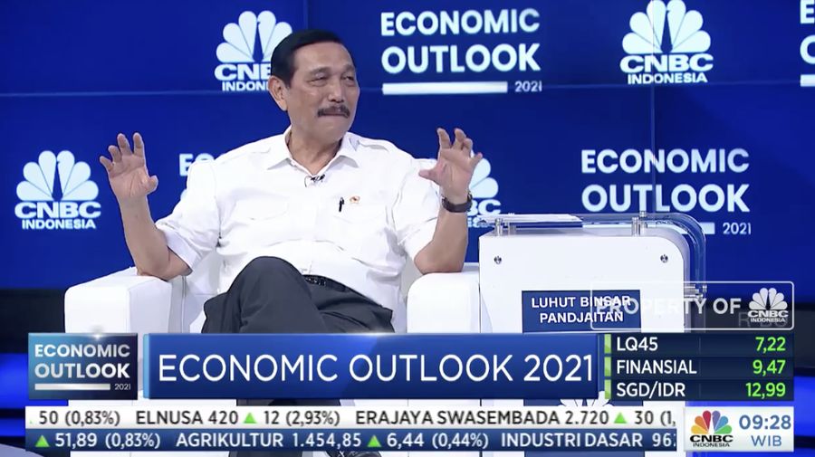 Luhut Binsar Pandjaitan dalam acara CNBC Indonesia Economic Outlook dengan tema 