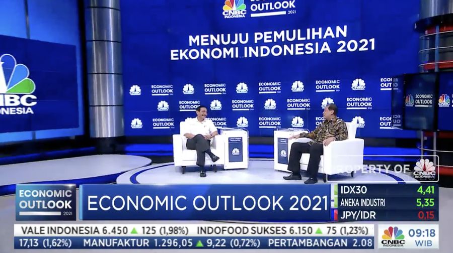 Luhut Binsar Pandjaitan dalam acara CNBC Indonesia Economic Outlook dengan tema