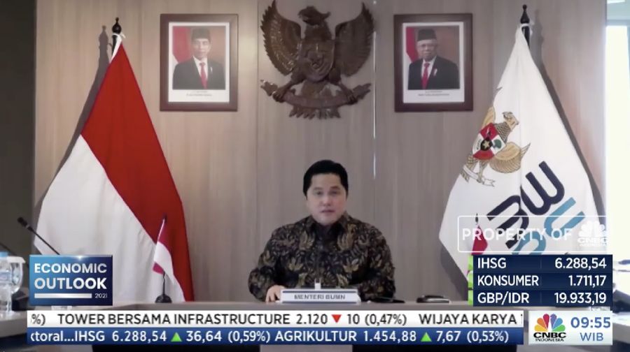 Menteri BUMN Erick Thohir, dalam acara CNBC Indonesia Economic Outlook dengan tema