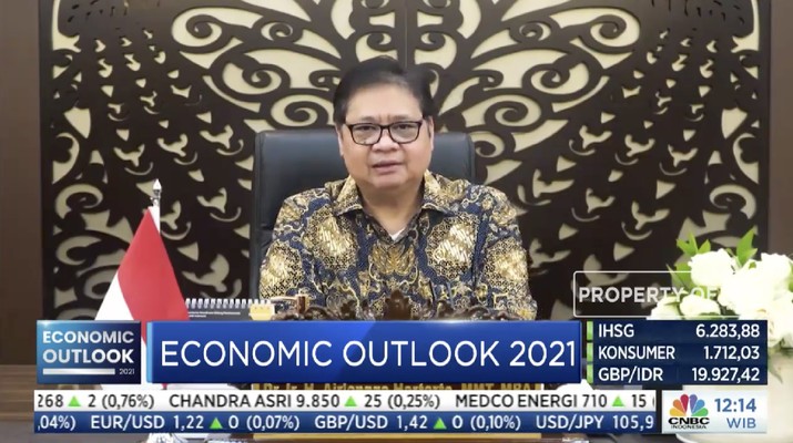 Menteri Koordinator Bidang Perekonomian, Airlangga Hartarto dalam acara CNBC Indonesia Economic Outlook dengan tema Menteri Koordinator Bidang Perekonomian, Airlangga Hartarto dalam acara CNBC Indonesia Economic Outlook dengan tema