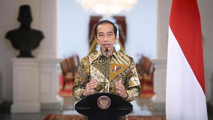 Presiden Joko Widodo menyampaikan pidato kunci secara virtual pada acara tahunan CNBC Indonesia Economic Outlook 2021 pada Kamis, (25/2/2021). (Dok: Biro Pers Sekretariat Presiden)