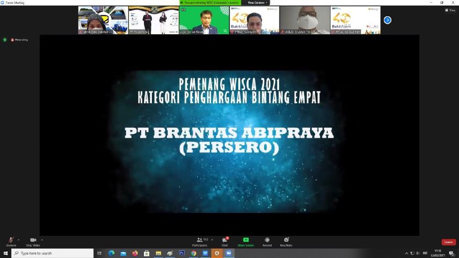 Digelar secara virtual, penghargaan ini digapai tak lain karena disiplinnya insan Abipraya, hal ini pun mendorong Brantas Abipraya untuk terus serius menerapkan budaya K3L di lingkungannya. (Dok: Brantas Abipraya)