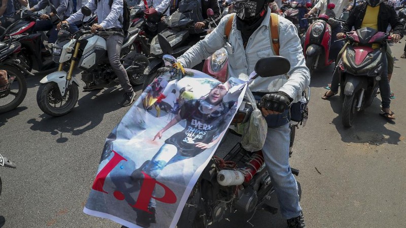 Kyal Sin atau Angel, remaja 19 tahun yang tewas tertembak junta Myanmar. AP/