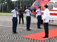 Naik Heli, Jokowi ke Serang Resmikan Bendungan Sindang Heula