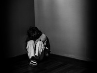 Stop Child Violence and Trafficking. Stop Violence Against Children, child bondage in angle image blur , Human Rights Day concept.