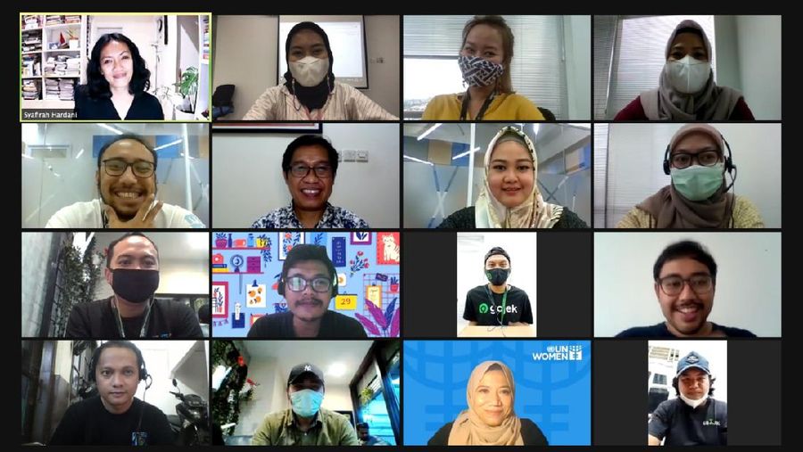 Pelatihan 0leh UN Women terhadap Tim Unit Darurat Gojek. Ist