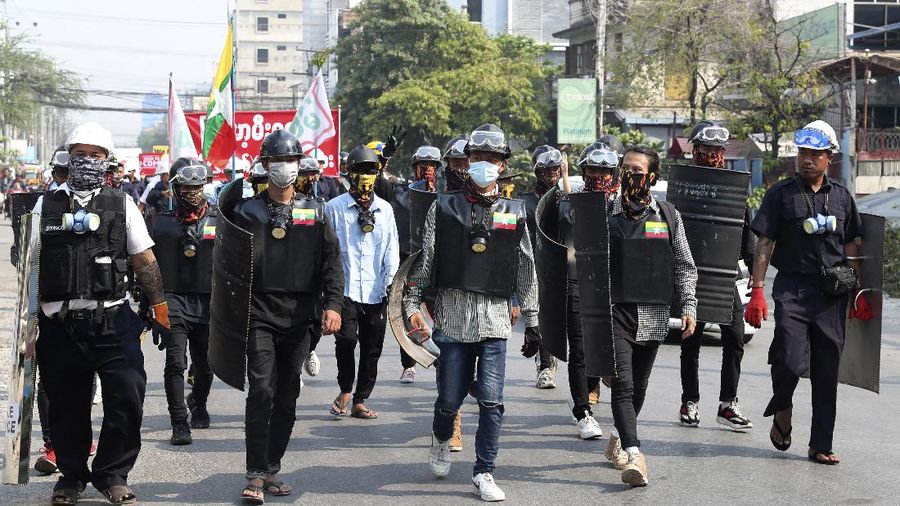 Akisi demo di Myanmar terus berlanjut. AP/