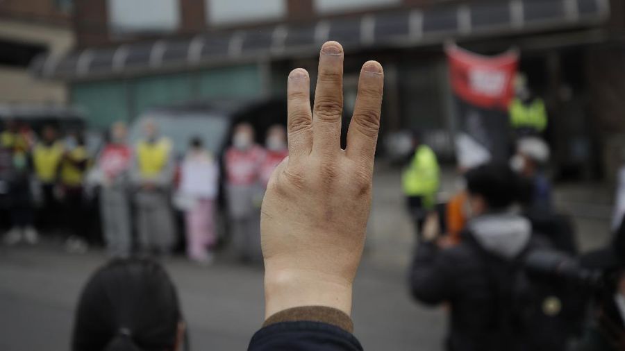 Akisi demo di Myanmar terus berlanjut. AP/