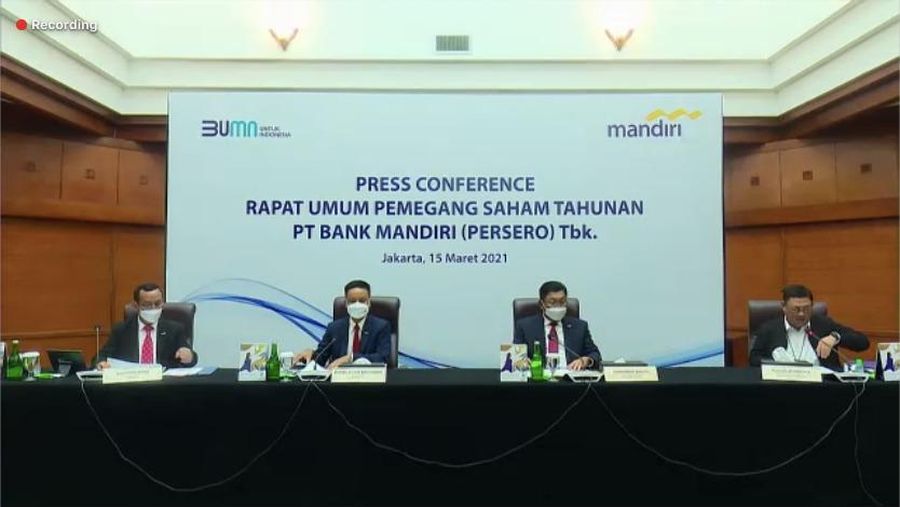 Rapat Umum Pemegang Saham Tahunan PT. Bank Mandiri (Persero). (Tangkapan Layar)