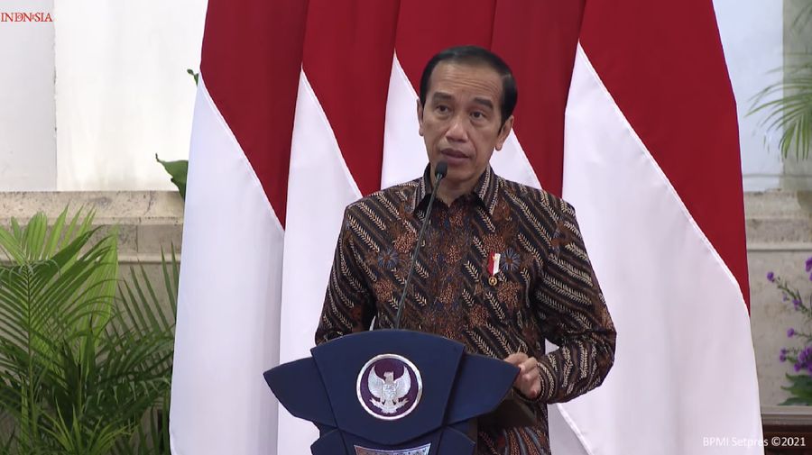 Presiden Joko Widdo dalam Pengarahan Presiden RI kepada Penerima Kartu Prakerja Tahun 2020-2021, 17 Maret 2021 (Tangkapan Layar Youtube Sekretariat Presiden)