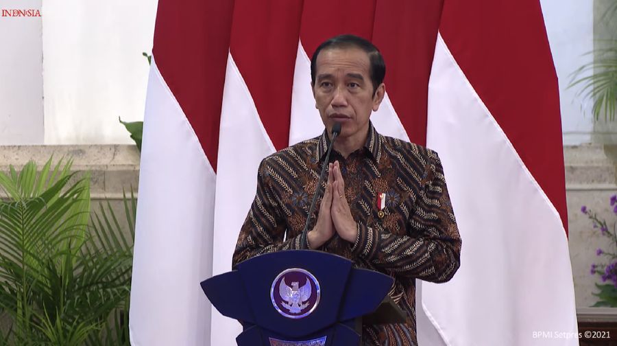 Presiden Joko Widdo dalam Pengarahan Presiden RI kepada Penerima Kartu Prakerja Tahun 2020-2021, 17 Maret 2021 (Tangkapan Layar Youtube Sekretariat Presiden)