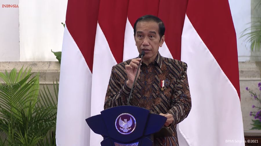 Presiden Joko Widdo dalam Pengarahan Presiden RI kepada Penerima Kartu Prakerja Tahun 2020-2021, 17 Maret 2021 (Tangkapan Layar Youtube Sekretariat Presiden)