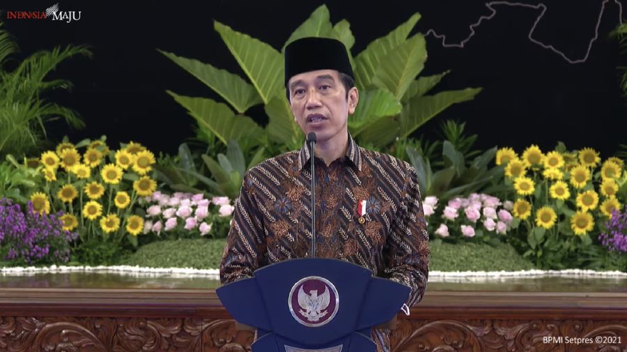 Presiden Joko Widodo dalam Peresmian Pembukaan Kongres XX Pergerakan Mahasiswa Islam Indonesia Tahun 2021, 17 Maret 2021. (Tangkapan Layar Youtube Sekretariat Presiden)