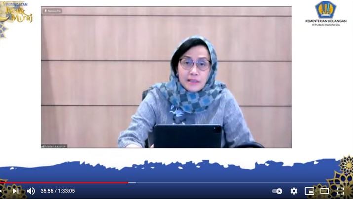 Sri Mulyani Indrawati Sri Mulyani Indrawati dalam peringatan Isra Mikraj, Rabu (17/3/2021) malam.
