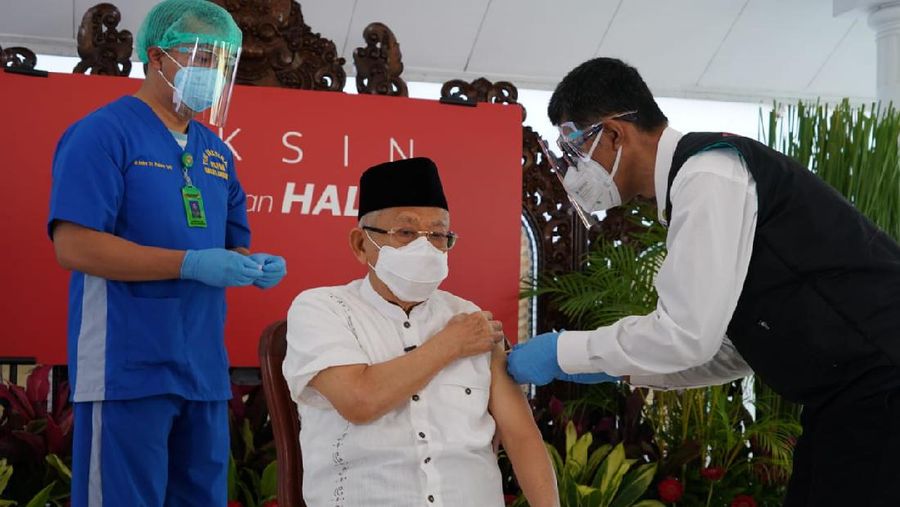 Wakil Presiden Ma'ruf Amin menerima vaksin Covid-19 dosis kedua (Dok. Setwapres)