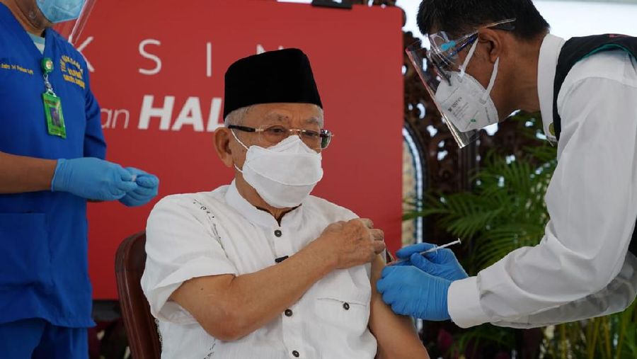 Wakil Presiden Ma'ruf Amin menerima vaksin Covid-19 dosis kedua (Dok. Setwapres)