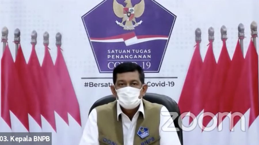 Kepala Badan Nasional Penanggulangan Bencana (BNPB) Doni Monardo saat Konferensi Pers Perpanjangan dan Perluasan Pemberlakuan Pembatasan Kegiatan Masyarakat (PPKM) Mikro. (Tangkapan Layar)