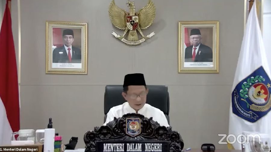 Menteri Dalam Negeri (Mendagri) Muhammad Tito Karnavian saat Konferensi Pers Perpanjangan dan Perluasan Pemberlakuan Pembatasan Kegiatan Masyarakat (PPKM) Mikro (Tangkapan Layar)