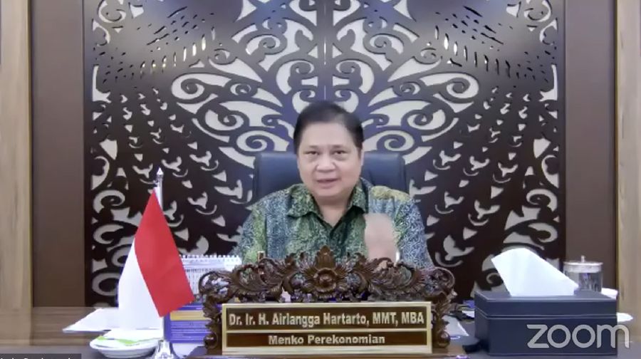 Menteri Koordinator Bidang Perekonomian, Airlangga Hartarto saat Konferensi Pers Perpanjangan dan Perluasan Pemberlakuan Pembatasan Kegiatan Masyarakat (PPKM) Mikro (Tangkapan Layar)