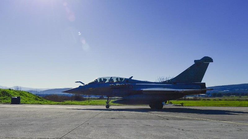 A French-made Rafale fighter jet takes off on the inaugural day of the Aero India 2021 at Yelahanka air base in Bengaluru, India, Wednesday, Feb. 3, 2021. Aero India is a biennial event where aviation companies display their products and technology. (AP Photo/Aijaz Rahi)