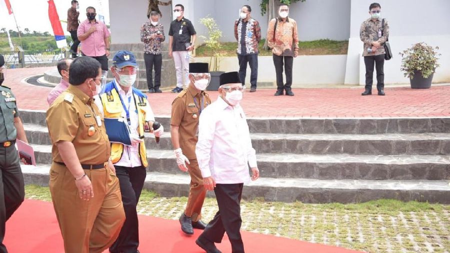 Wapres Ma'ruf Amin Tinjau Progres Bendungan Way Sekampung Lampung, Ditargetkan Impounding Juli 2021. (PUPR)