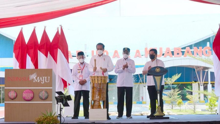 Presiden Jokowi Resmikan Terminal Bandar Udara Kuabang di Kabupaten Halmahera Utara, Provinsi Maluku Utara, 24 Maret 2021. (Foto: Muchlis Jr - Biro Pers Sekretariat Presiden)