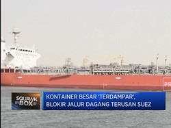 Kapal Kontainer Raksasa Blokir Jalur Dagang Suez