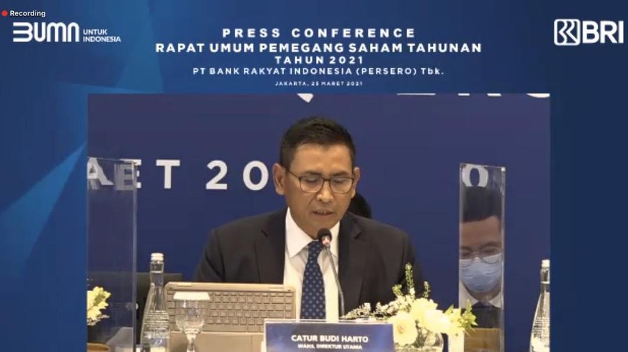 Wadirut BRI Catur Budi Harto/Screenshot RUPST Virtual 25 Maret 2021