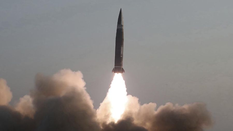 This photo provided by the North Korean government, shows what it says a test fire of newly developed new-type tactical guided projectile by the Academy of Defense Science, at an undisclosed place in North Korea, Thursday, March 25, 2021. Independent journalists were not given access to cover the event depicted in this image distributed by the North Korean government. The content of this image is as provided Rudal Korea Utara. AP/