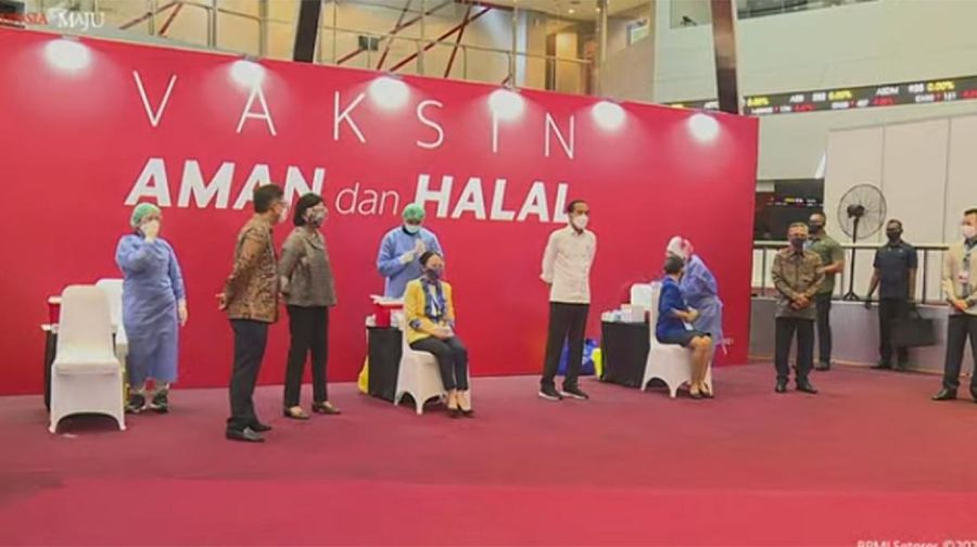 Jokowi Tinjau Vaksinasi Pelaku Perbankan dan Pasar Modal (Ist BEI)
