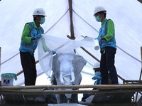 Intip Perawatan Patung Gajah Hadiah dari Kerajaan Thailand