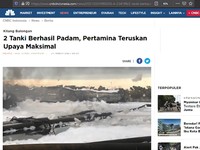 Pertamina Sukses Padamkan Api di 2 Tangki Kilangan Balongan